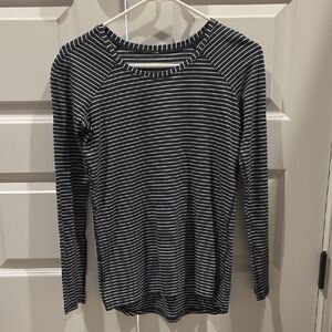 lululemon athletica Black and White Striped Long Sleeve Tee